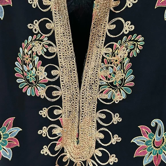 🤍 CALYPSO ST. BARTH Embroidered Metallic Paisley Cotton Tunic Dress Cover-Up M - Picture 3 of 7